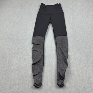 Lululemon Leggings Womens 2‎ Black Gray Ruched Athletic Yoga Gym Pants Workout
